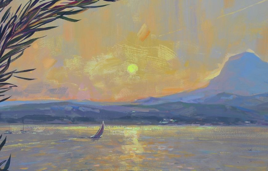 Golden Hour in Javea Bay 85x180 cm