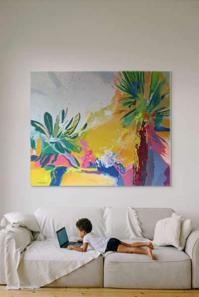 Mediterranean Garden. Palm Trees 150x180 cm