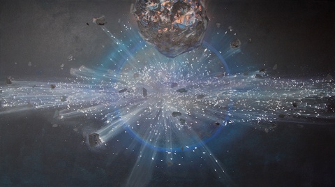 Space Landscape. In Other Side. Asteroid 16 Psyche 85x150 cm