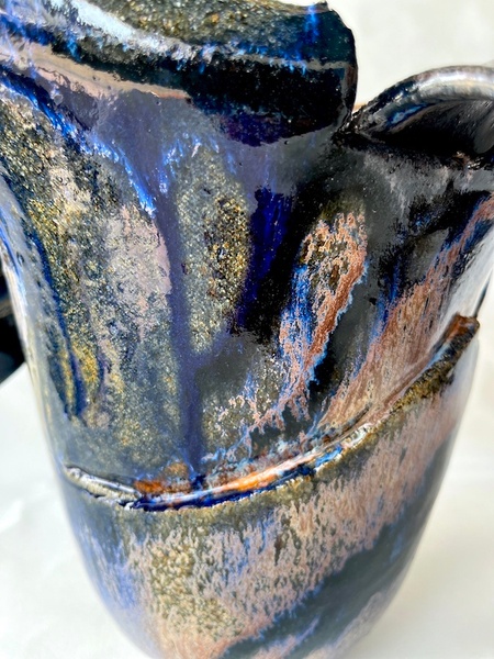 Ceramic sculpture Vase Blue Flower