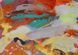 The Time Garden abstract painting with vertical brushwork and layered colors, contemporary Mediterranean garden atmosphere on canvas by Mariia Zhurykova